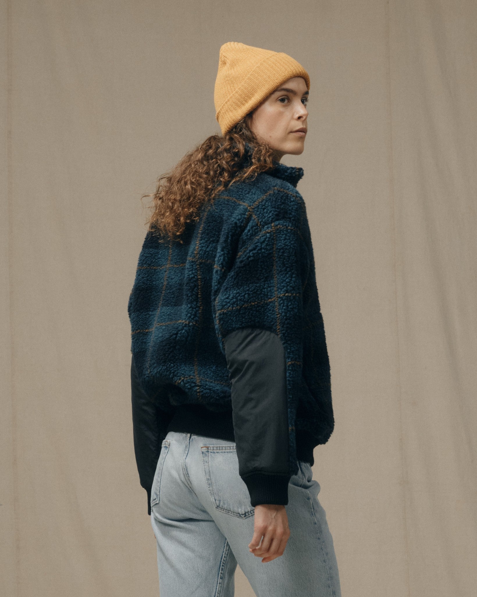 Women's Pile Fleece Popover - Blue / Black Plaid - Image 3