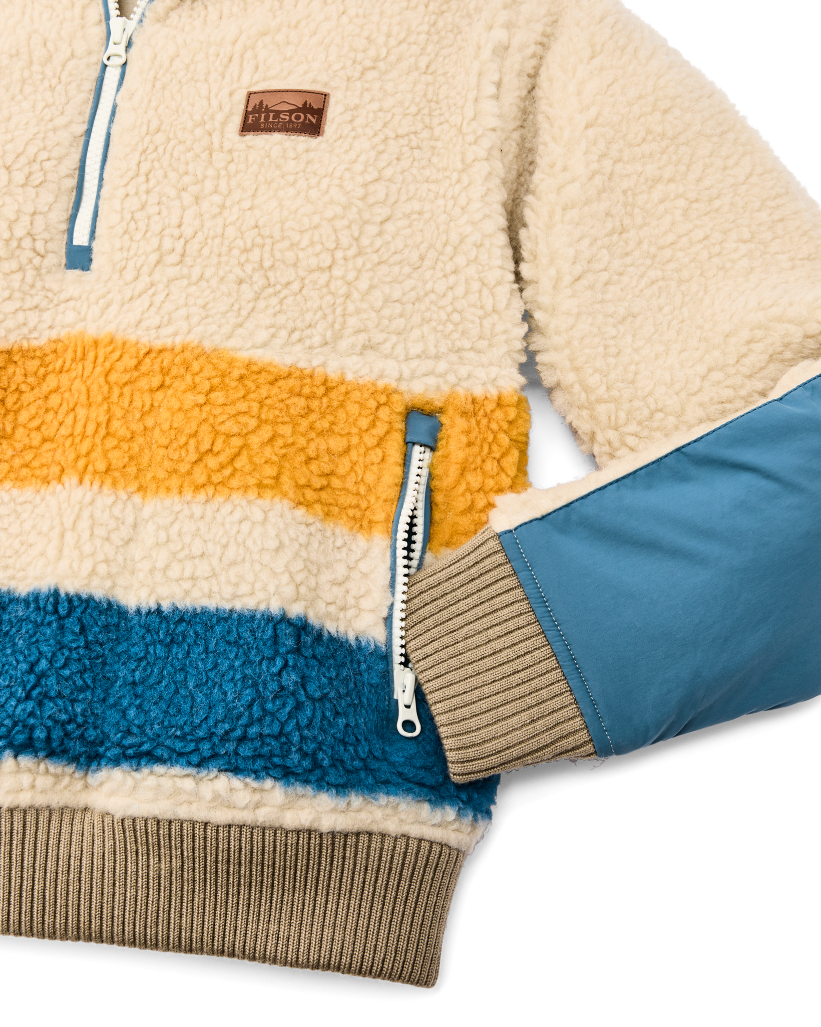 Women's Pile Fleece Popover - Yellow / Blue Blanket Stripe - Image 3