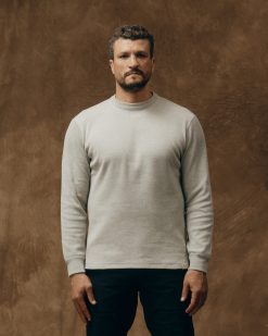 Waffle Knit Thermal Crewneck - Light Heather Gray