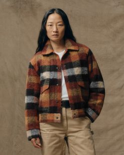 Women's Blanket Wool Heritage Jacket - Red / Orange / Black Plaid