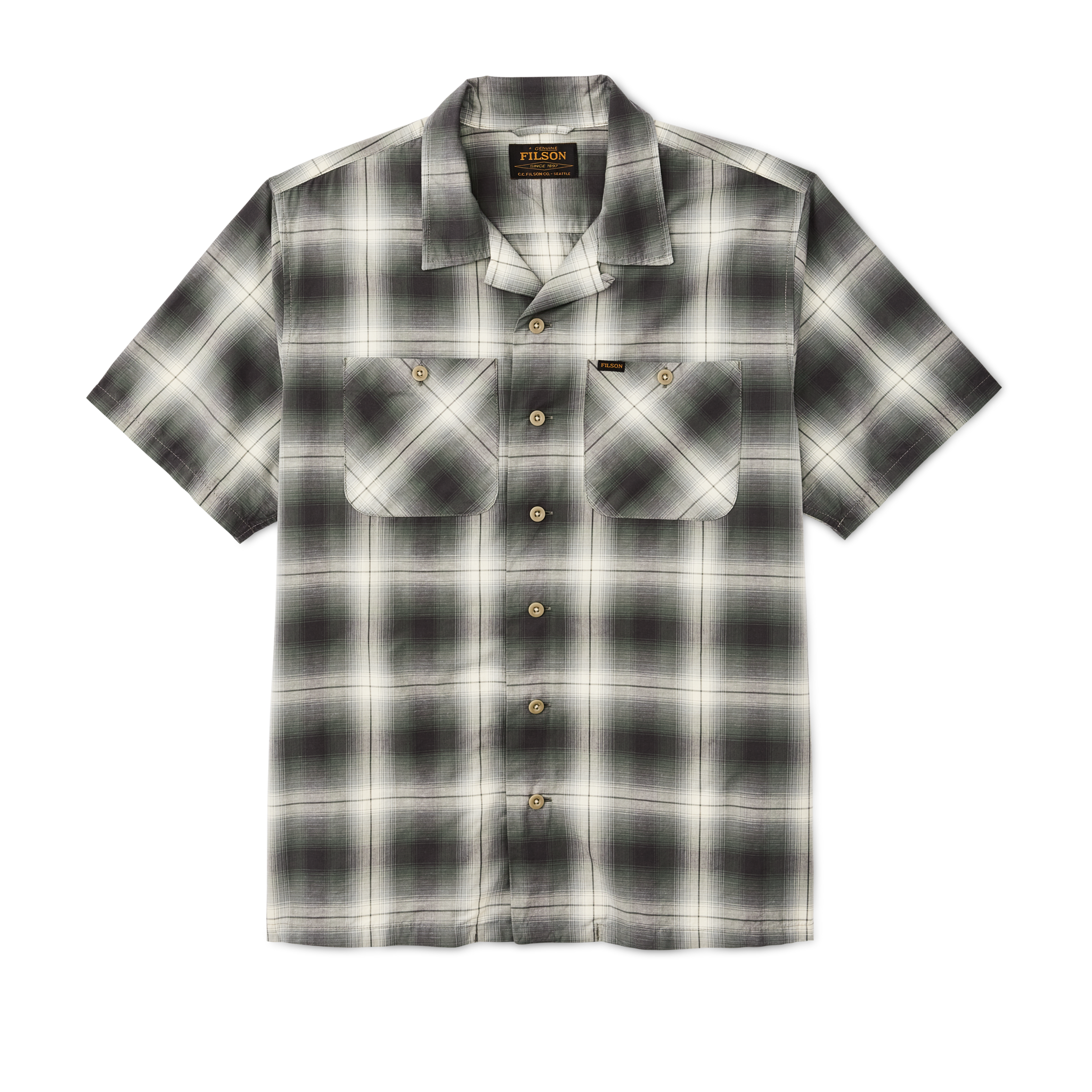 Greenwood Short Sleeve Camp Shirt - Olive / Beige Ombre