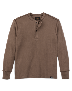 Waffle Knit Henley - Brown