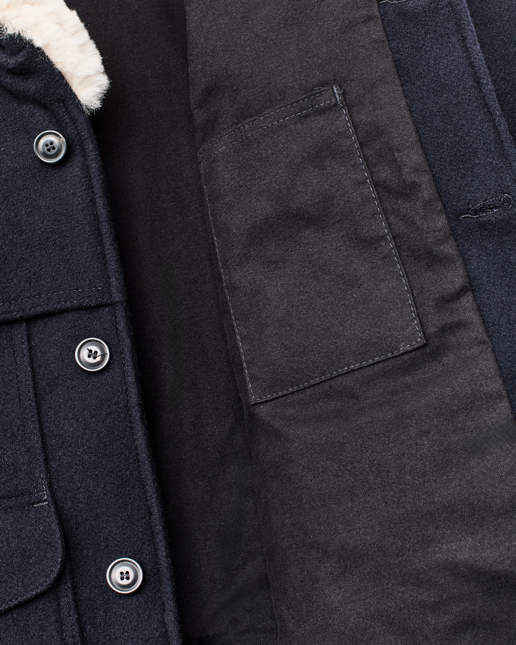 Lined Mackinaw Wool Packer Coat - Dark Navy - Image 8