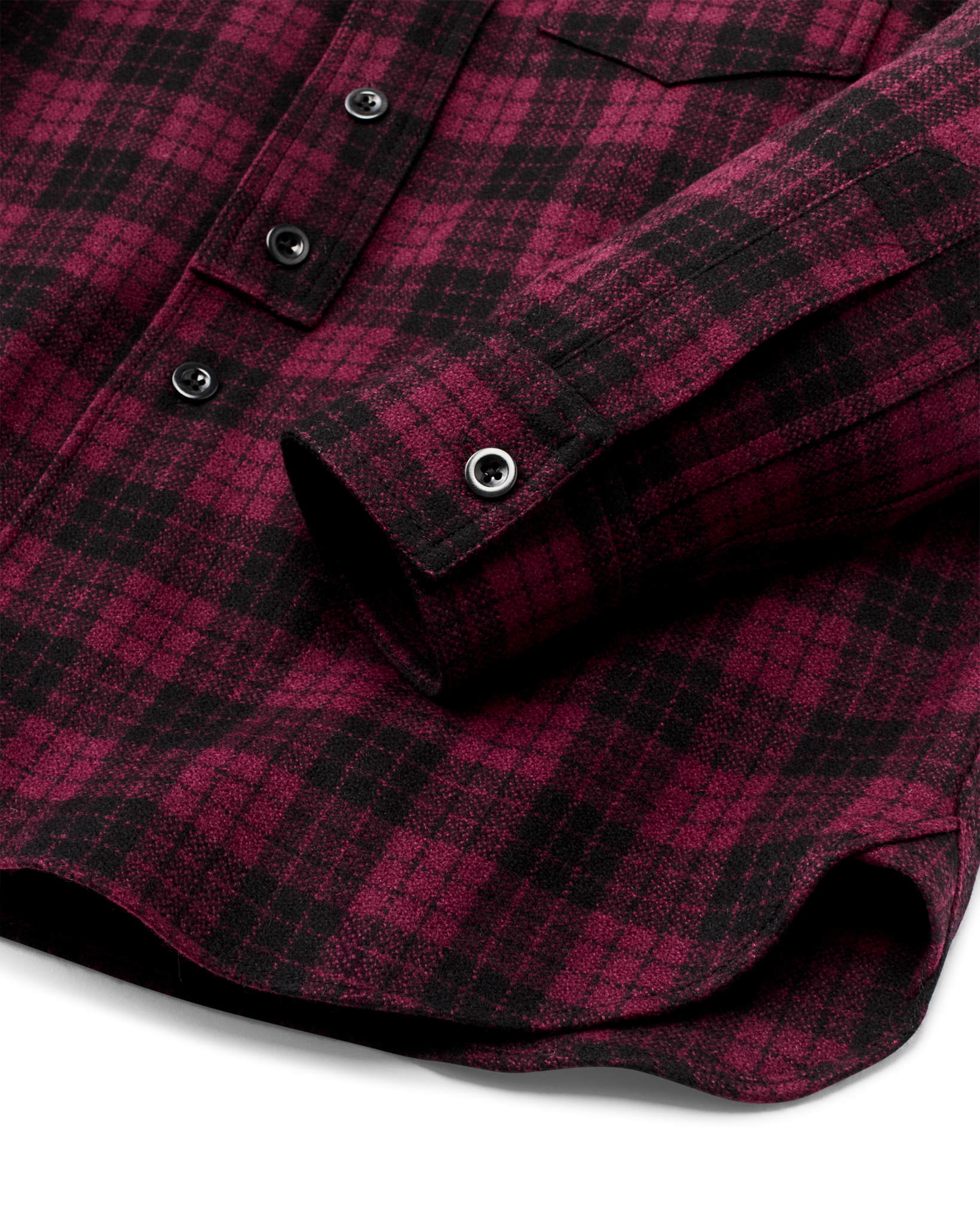 1922 Archive Wool Shirt - Deep Crimson / Black Plaid - Image 4