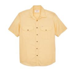 Washed Short Sleeve Feather Cloth Shirt - Straw